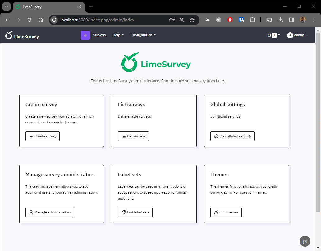 LimeSurvey dashboard