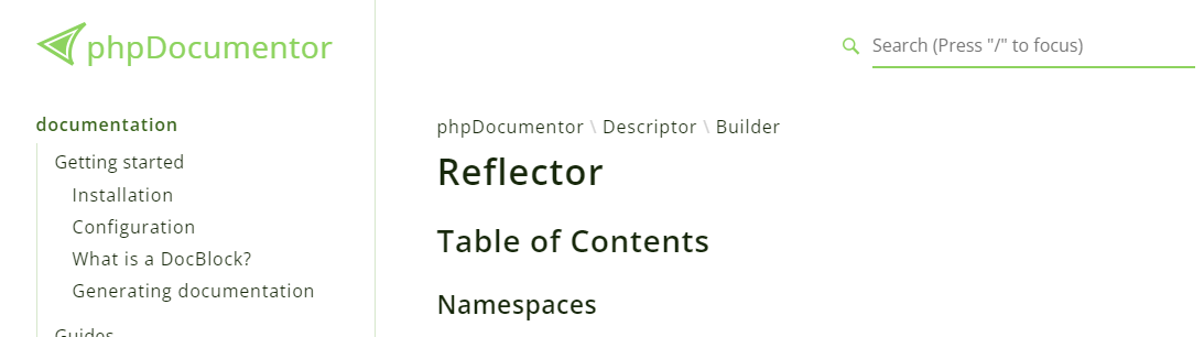 Generating documentation for a PHP codebase