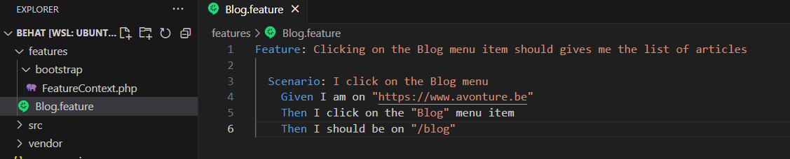 The Blog.feature file