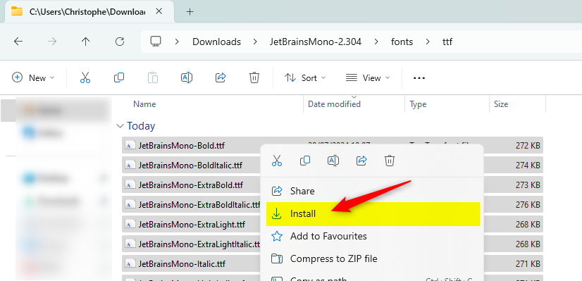 Install JetBrains Mono font