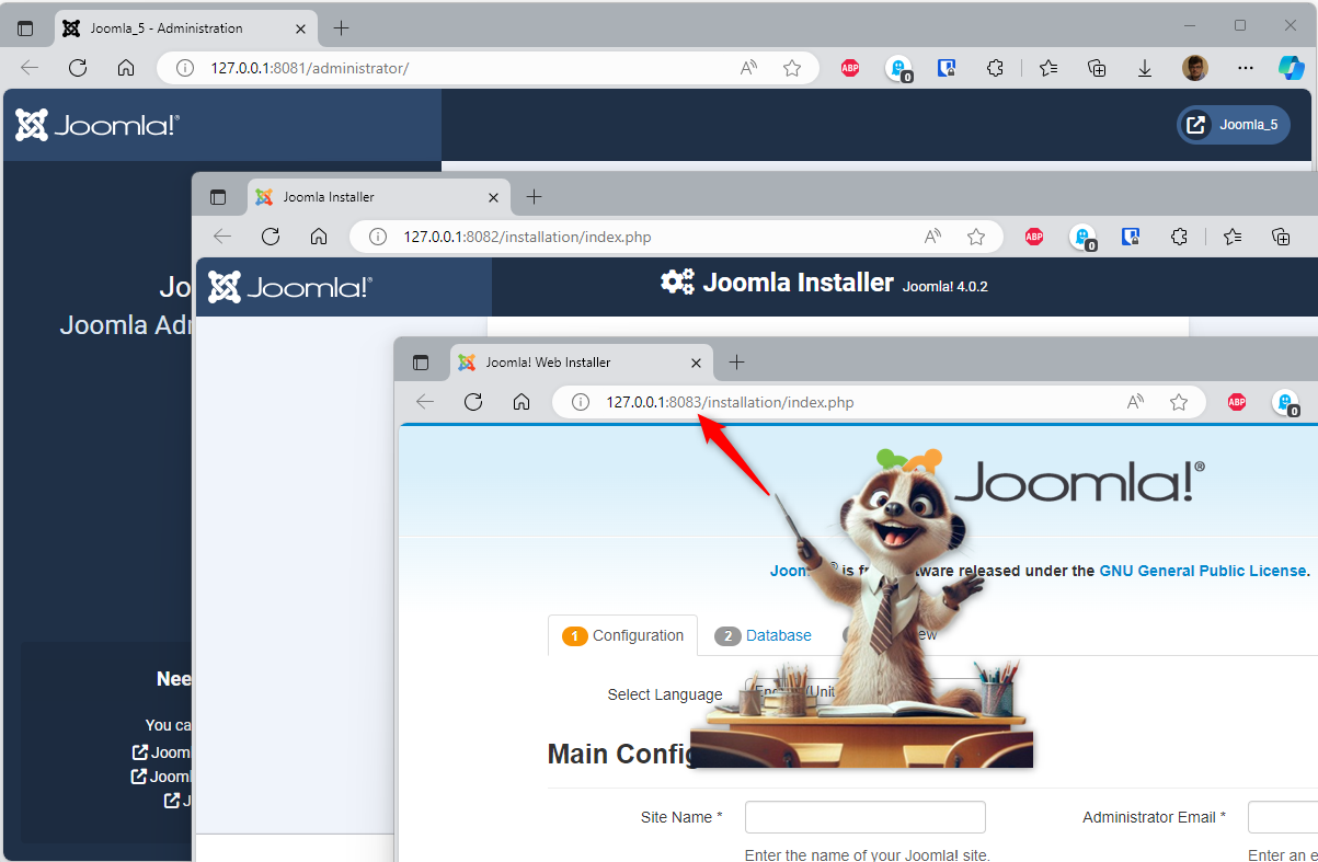 Our three Joomla projects are active at the same time on our development machine