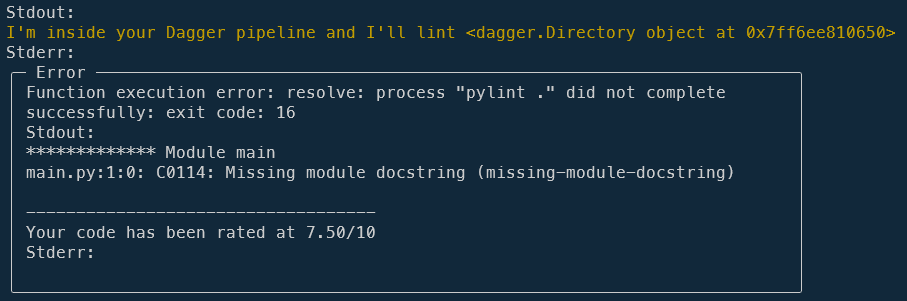 Partial output - Pylint